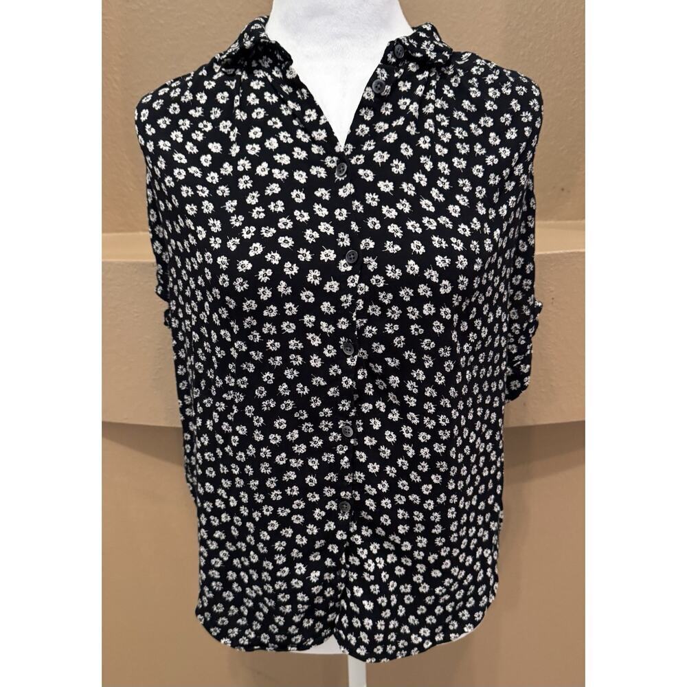 Women's Madewell Central Drapey Shirt in Woodcut Flowers Size XS